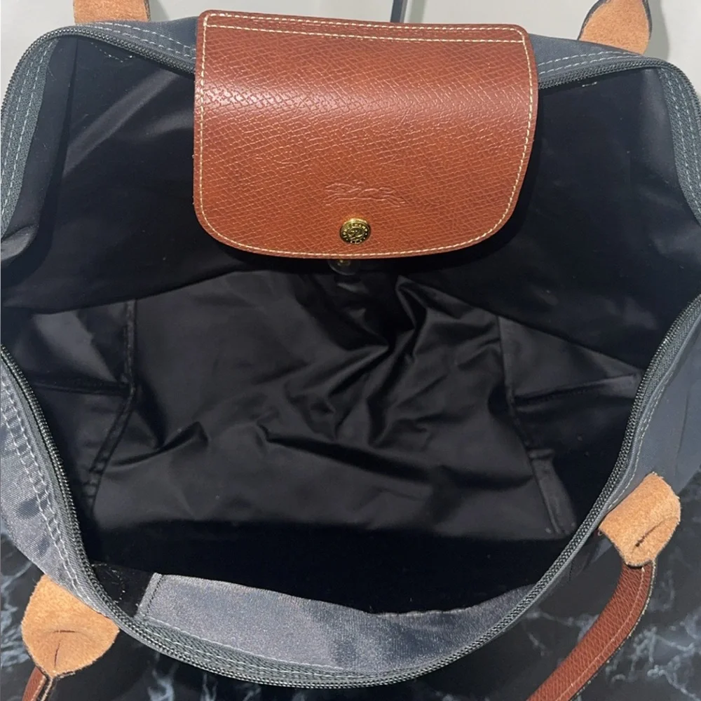 LONGCHAMP Large Le Pliage Nylon Shoulder Tote Marine Navy Blue AUTHENTIC - Picture 11 of 13